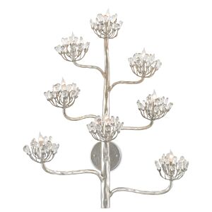 Currey & Company 8-Light 32" Agave Americana Silver Wall Sconce in Contemporary Silver Leaf