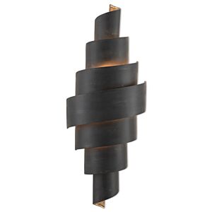 Currey & Company 2-Light 28" Chiffonade Wall Sconce in French Black and Painted Gold