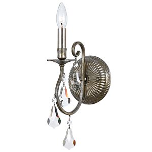 Crystorama Ashton 16 Inch Wall Sconce in Olde Silver with Hand Cut Crystal Crystals