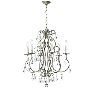 Crystorama Ashton 6 Light 27 Inch Traditional Chandelier in Olde Silver with Clear Hand Cut Crystals