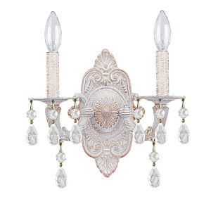 Crystorama Paris Market 2 Light Crystal Wall Sconce in Antique White