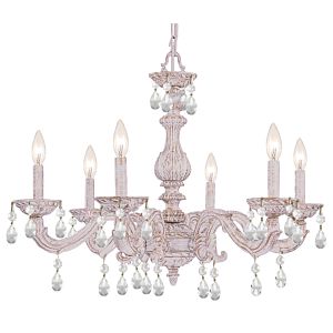 Crystorama Paris Market 6 Light 21 Inch Transitional Chandelier in Antique White with Clear Spectra Crystals