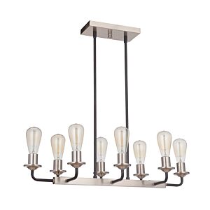 Craftmade Randolph 8 Light 12 Inch Kitchen Island Light in Flat Black with Brushed Polished Nickel