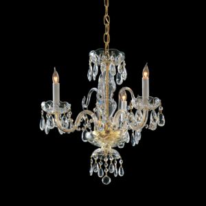 Crystorama Traditional Crystal 3 Light 18 Inch Mini Chandelier in Polished Brass with Clear Hand Cut Crystals