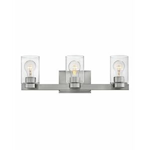 Hinkley Miley 3-Light Bathroom Vanity Light In Brushed Nickel With Clear Glass