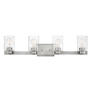Miley 4-Light Bathroom Vanity Light in Brushed Nickel with Clear Glass 