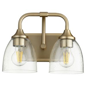 Quorum Enclave 2 Light 9 Inch Bathroom Vanity Light in Aged Brass with