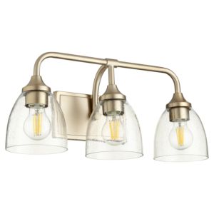 Quorum Enclave 3 Light 9 Inch Bathroom Vanity Light in Aged Brass with