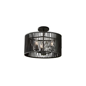 Morre 3-Light Convertible Pendant - Semi-Flush Mount Ceiling Light in Black Iron