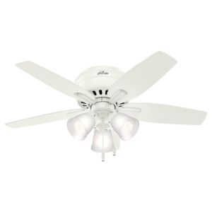 Hunter Newsome Low Profile 3 Light 42 Inch Indoor Ceiling Fan in Fresh White