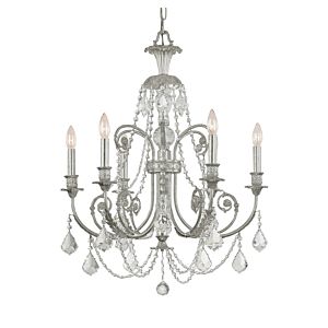 Crystorama Regis 6 Light 30 Inch Traditional Chandelier in Olde Silver with Clear Italian Crystals