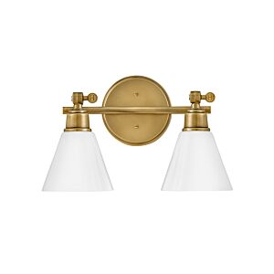 Hinkley Arti 2-Light Bathroom Vanity Light In Heritage Brass