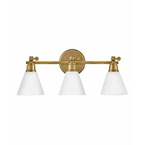 Hinkley Arti 3-Light Bathroom Vanity Light In Heritage Brass