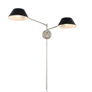 Bruno 2-Light Wall Sconce in Matte Black w with Polished Nickel