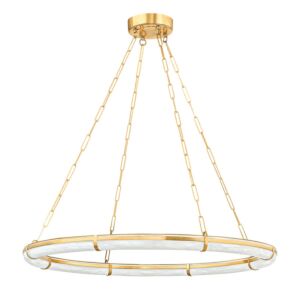 Sennett 1-Light LED Chandelier in Aged Brass