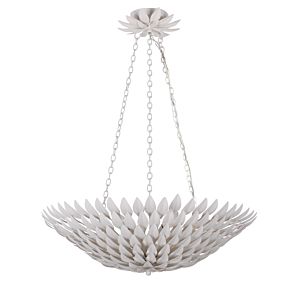 Crystorama Broche 6 Light 11 Inch Traditional Chandelier in Matte White