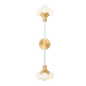 Kalco Tres 6-Light Wall Sconce in White and New Brass