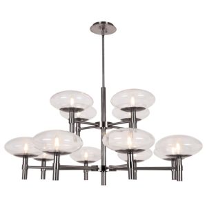 Access Grand 12 Light Contemporary Chandelier in Brushed Steel