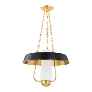 Provincetown 1-Light Lantern in Aged Brass with Soft Black