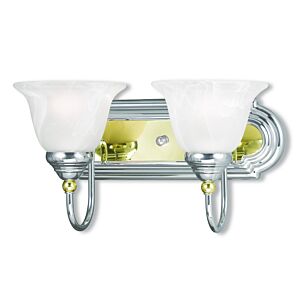 Belmont 2-Light Bathroom Vanity Light in Polished Chrome & Polished Brass