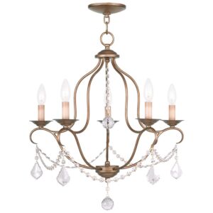 Chesterfield 5-Light Chandelier in Hand Applied Antique Gold Leaf