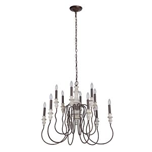 Craftmade Highgate 12-Light Traditional Chandelier in Cottage White with Forged Metal