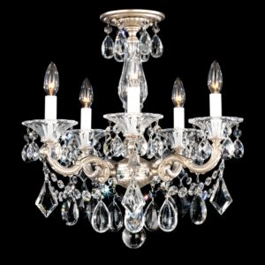 La Scala 5-Light Chandelier in Antique Silver with Clear Heritage Crystals
