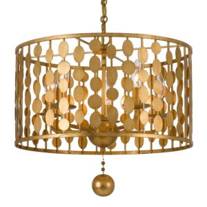 Crystorama Layla 5 Light 10 Inch Transitional Chandelier in Antique Gold