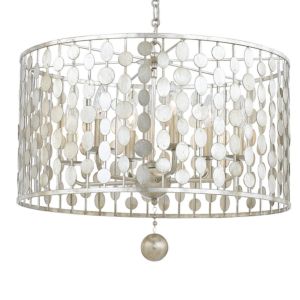 Crystorama Layla 6 Light 13 Inch Transitional Chandelier in Antique Silver