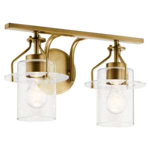 Everett 2-Light Bathroom Vanity Light in Brushed Brass