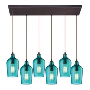Hammered Glass 6-Light Pendant in Oil Rubbed Bronze