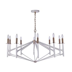 The Reserve 10-Light Chandelier in Matte White with Satin Brass