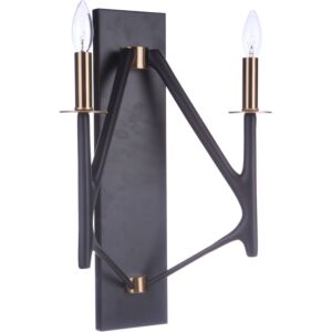 Craftmade The Reserve 2 Light Wall Sconce in Flat Black with Painted Nickel
