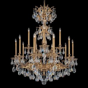 Milano 15-Light Chandelier in Florentine Bronze with Clear Crystals From Swarovski Crystals