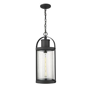 Z Lite Roundhouse 1 Light Outdoor Chain Mount Ceiling Fixture Light In Black