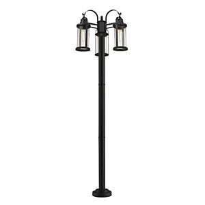 Z-Lite Roundhouse 3-Light Outdoor Post Mounted Fixture Light In Black