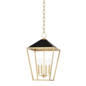 Paxton 4-Light Pendant in Gold Leaf with Black