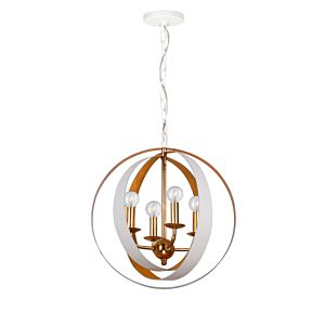 Crystorama Luna 4 Light Mini Chandelier in Matte White And Antique Gold