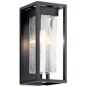 Mercer 1-Light Outdoor Wall Mount in Black with Silver Highlights