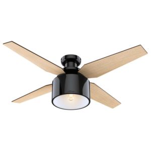 Hunter Cranbrook 52 Inch Indoor Flush Mount Ceiling Fan in Gloss Black