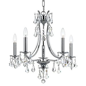 Crystorama Cedar 5 Light 21 Inch Mini Chandelier in Polished Chrome with Clear Hand Cut Crystals