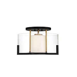 Savoy House Eaton 1 Light Ceiling Light in Matte Black with Warm Brass Accents