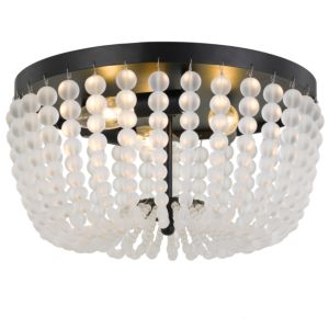  Rylee Ceiling Light in Matte Black with Frosted Glass Beads Crystals
