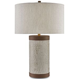 Currey & Company 30 Inch Baptiste Table Lamp in Ivory, Brown and Brushed Brass