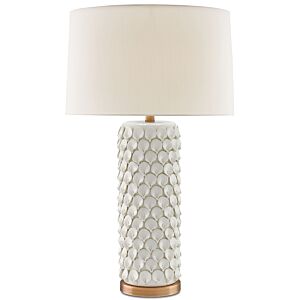 Currey & Company 31" Calla Lily Table Lamp in Cream and Antique Brass