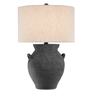 Anza 1-Light Table Lamp in Black Ash with Satin Black