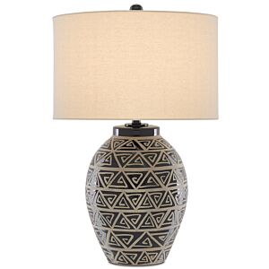 Himba 1-Light Table Lamp in Glossy Black with Sand