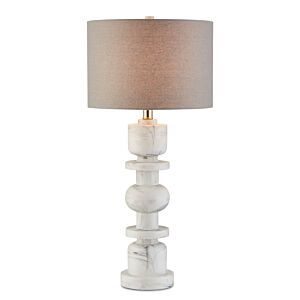 Sasha 1-Light Table Lamp in White with Gray