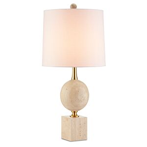 Adorno 1-Light Table Lamp in Natural with Beige with Antique Brass