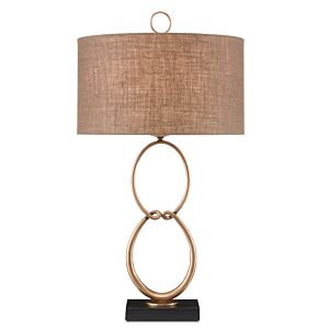 Shelley 1-Light Table Lamp in Antique Brass with Black